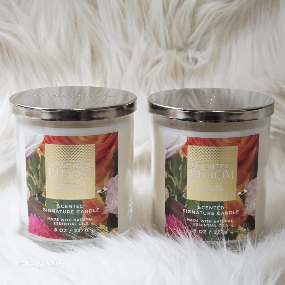 Bath and Body Works BRIGHTEST BLOOM Single Wick Candles X 2